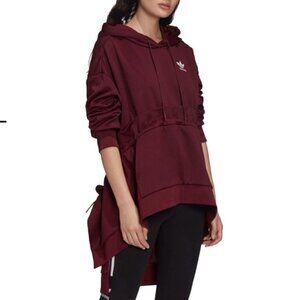 Adidas Originals X J Koo Trefoil Ruffle Hoodie Tunic Sweatshirt S Burgundy